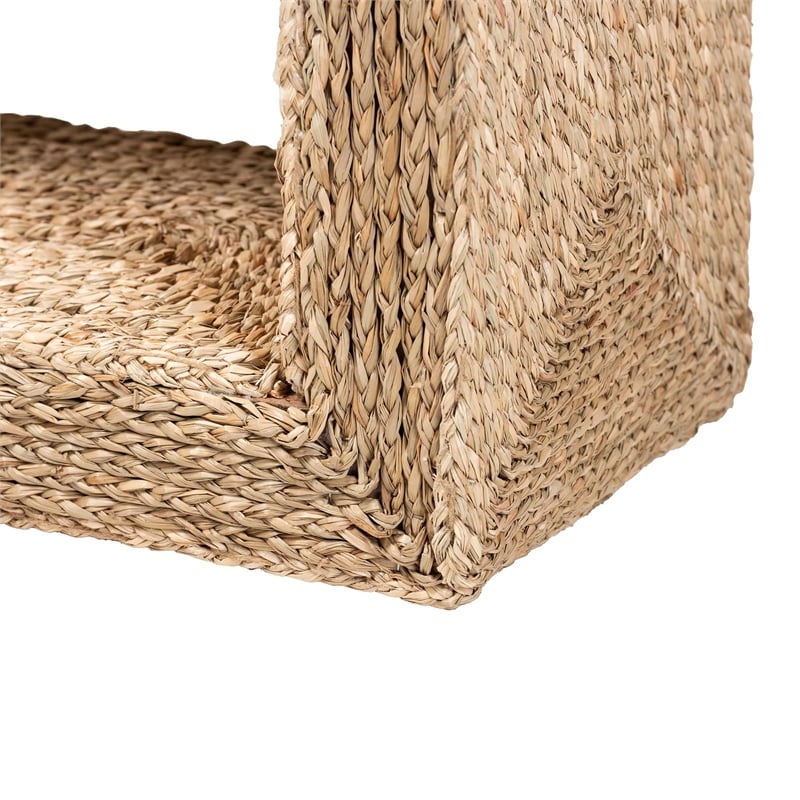 Pemberly Row 1-Shelf Seagrass & Wood End Table in Natural Brown