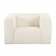 Pemberly Row Fluffy Oversized Corduroy Fabric Armchair in Cream