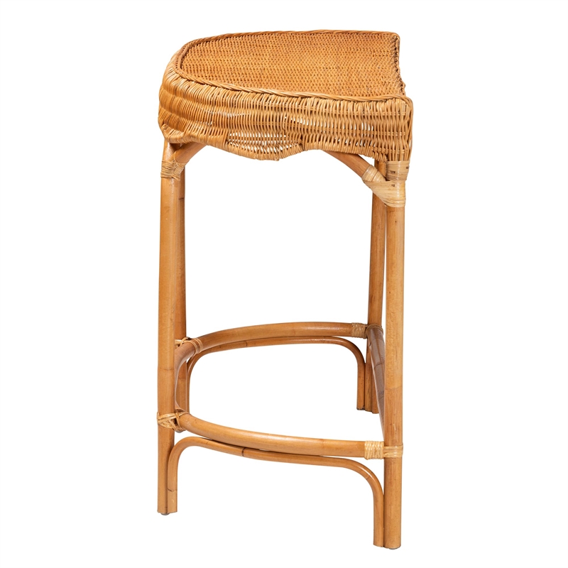 Pemberly Row Modern Bohemian Natural Brown Rattan Console Table