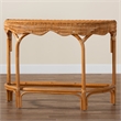 Pemberly Row Modern Bohemian Natural Brown Rattan Console Table