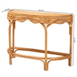 Pemberly Row Modern Bohemian Natural Brown Rattan Console Table