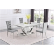 Pemberly Row Silver Faux Marble Pedestal Dining Table (Seats 6)