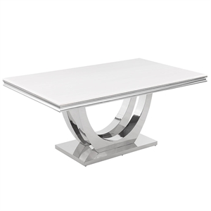 Pemberly Row Silver Faux Marble Pedestal Dining Table (Seats 6)