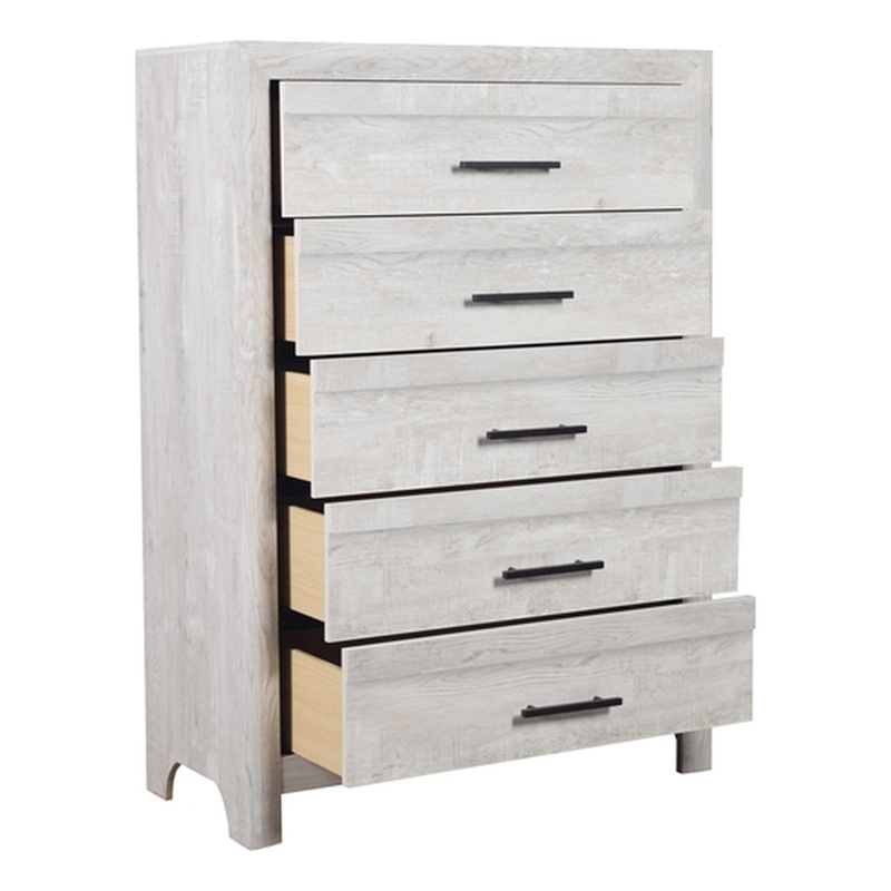 Pemberly Row Full 5PC Modern Bedroom Set Made with Wood in Gray