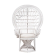 Pemberly Row Modern Bohemian White Natural Rattan Peacock Chair