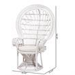 Pemberly Row Modern Bohemian White Natural Rattan Peacock Chair