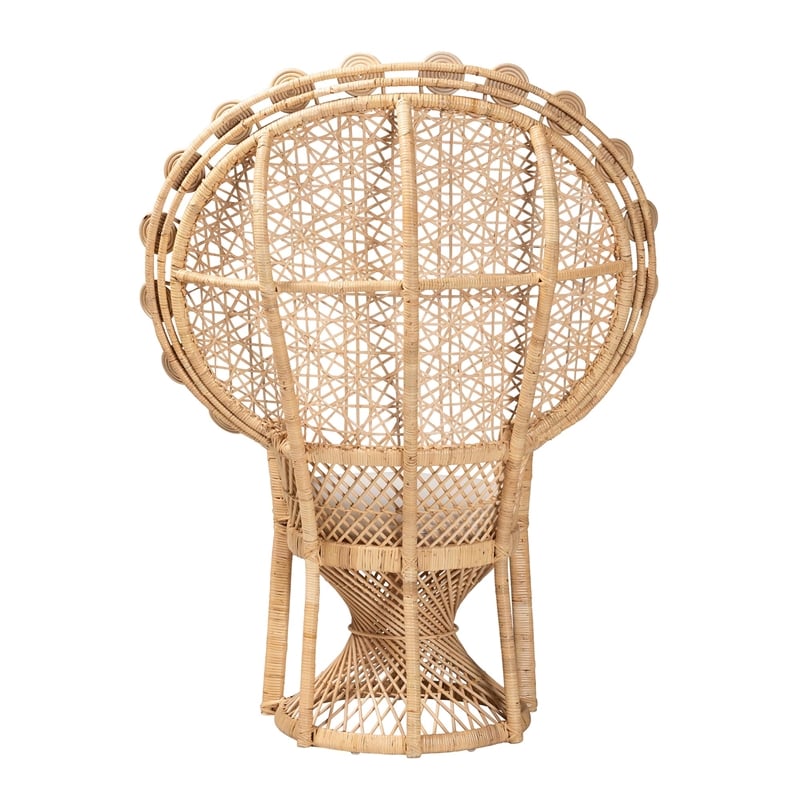 Pemberly Row Modern Bohemian Natural Brown Rattan Peacock Chair
