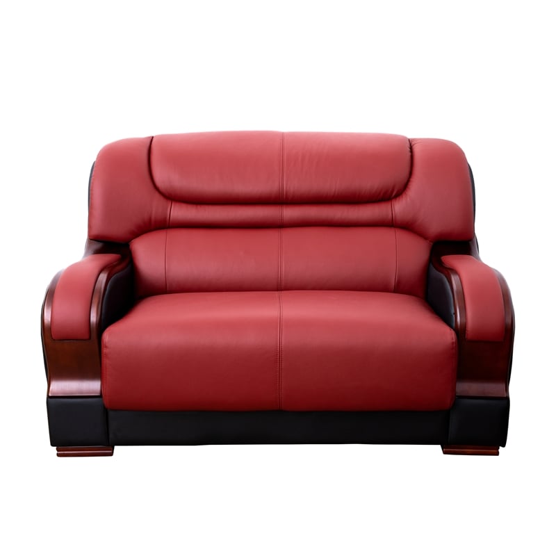 Pemberly Row 2 Pieces Genuine Leather Red Color Living Room Set