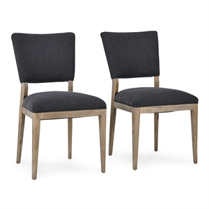 Pemberly Row Fabric Upholstered Dining Chair Dark Gray Set of 2