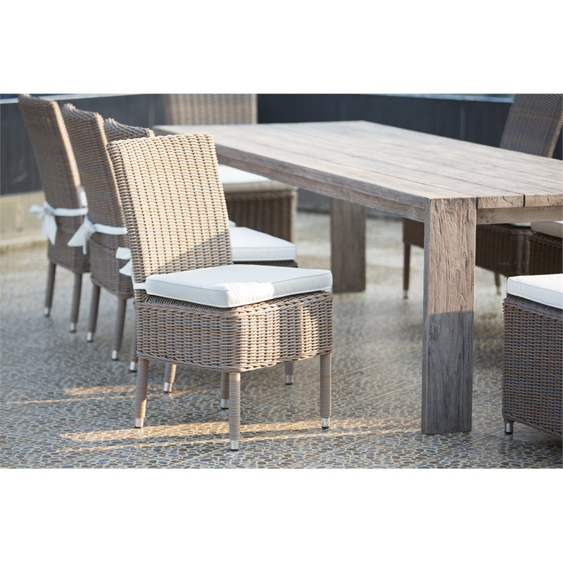 Pemberly Row Contemporary Wood Patio Dining Table in Natural