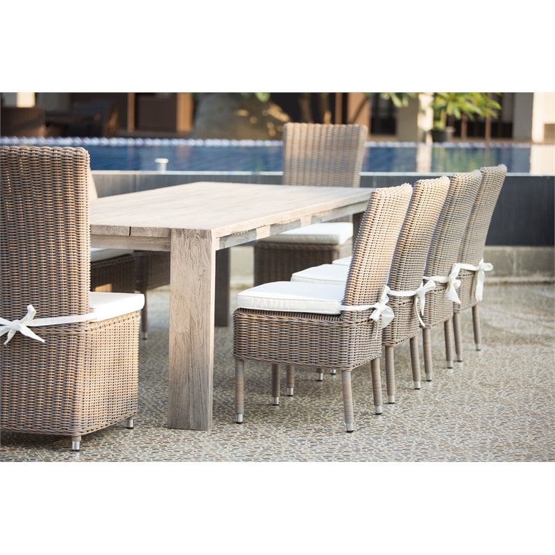 Pemberly Row Contemporary Wood Patio Dining Table in Natural
