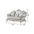 Pemberly Row Contemporary Solid Wood Loveseat in Silver Finish