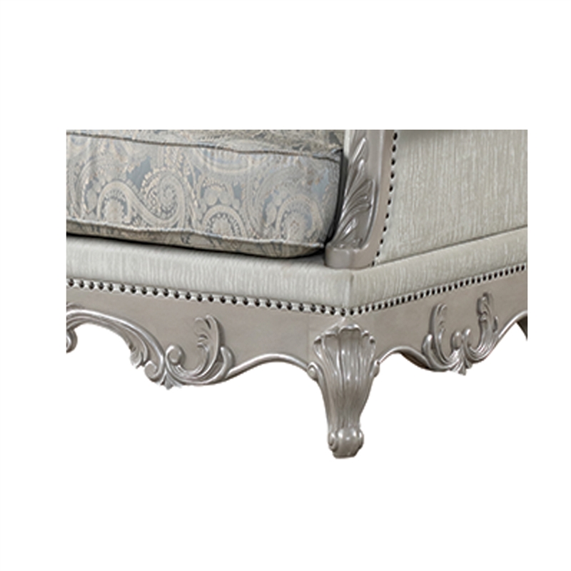 Pemberly Row Contemporary Solid Wood Loveseat in Silver Finish