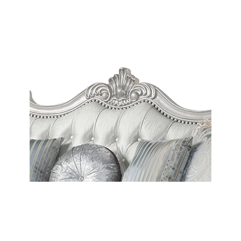 Pemberly Row Contemporary Solid Wood Loveseat in Silver Finish