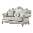 Pemberly Row Contemporary Solid Wood Loveseat in Silver Finish