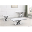 Pemberly Row Contemporary Silver Square Faux Marble End Table