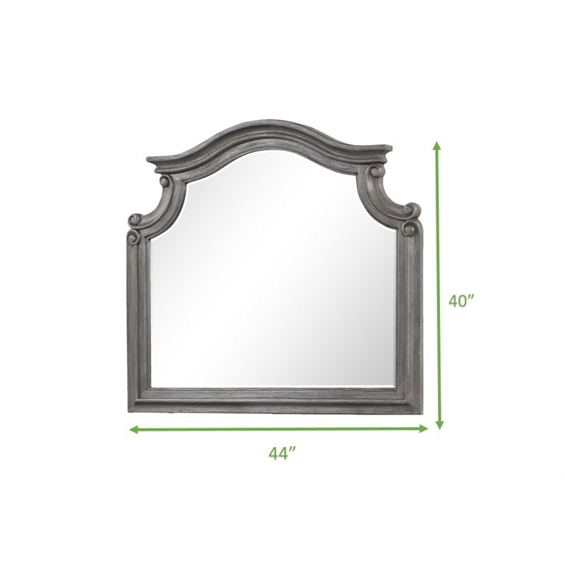 Pemberly Row Traditional Mirror Made With Wood in Gray Finish