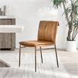 Pemberly Row Modern Tan Premium Leather Dining Chair Set of 2