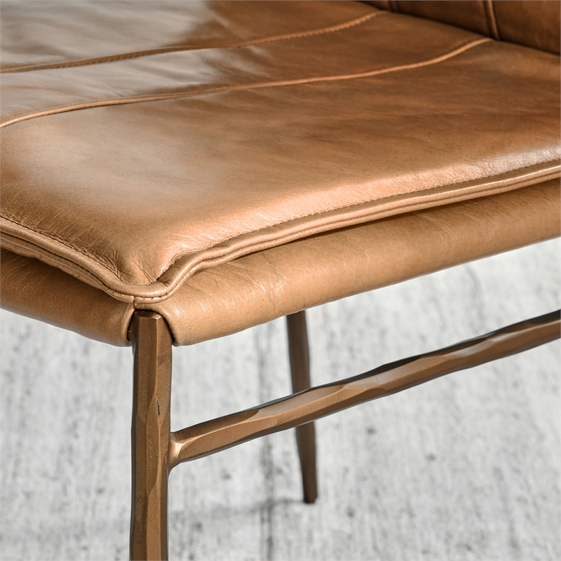 Pemberly Row Modern Tan Premium Leather Dining Chair Set of 2