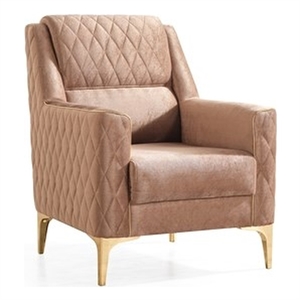 Pemberly Row Contemporary Velvet Fabric Wooden Chair in Copper