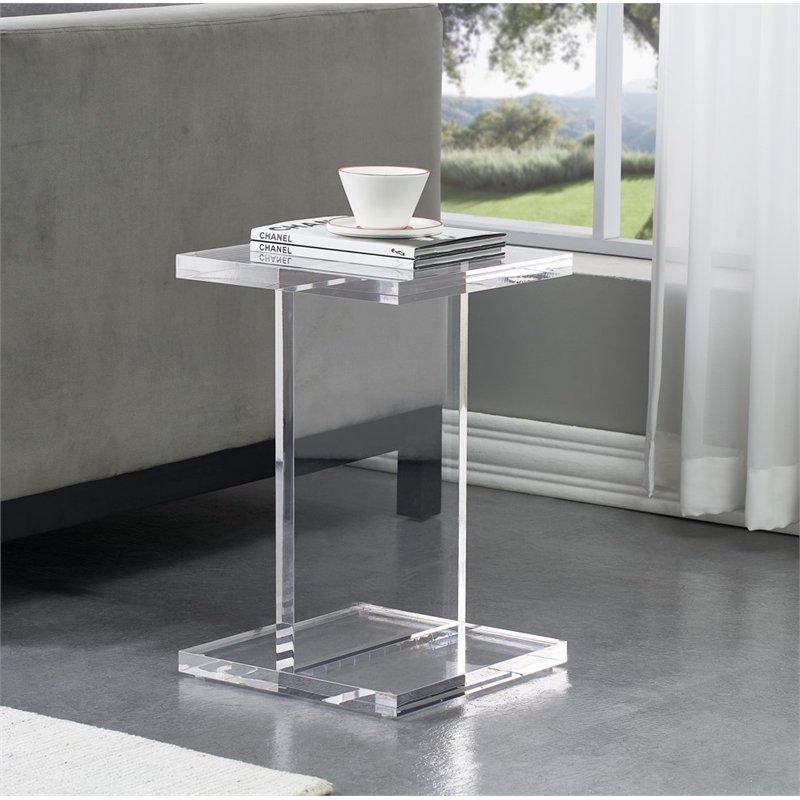 Pemberly Row Contemporary Clear Beam Plastic Acrylic Side Table