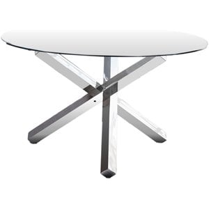Pemberly Row Contemporary 54&quot Round Glass Dining Table in Silver