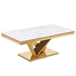 Pemberly Row Contemporary Gold Rectangle Faux Marble Coffee Table