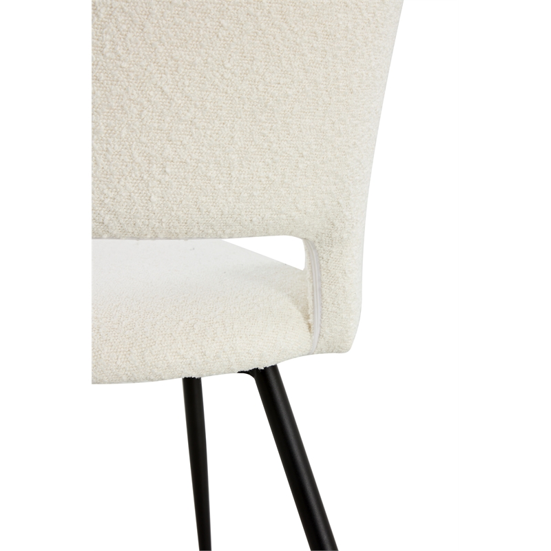 Pemberly Row Contemporary Boucle Dining Chair in White (set of 2)