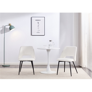 Pemberly Row Contemporary Boucle Dining Chair in White (set of 2)