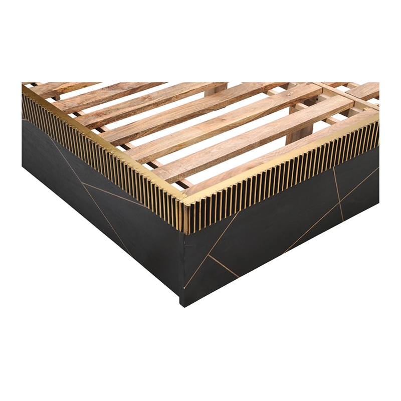 Pemberly Row Contemporary Wood & Metal King Bed in Black and Gold