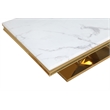 Pemberly Row Gold Faux Marble Pedestal Dining Table (Seats 6)
