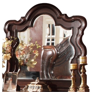 Pemberly Row Traditional Mirror Made with Wood in Dark Walnut