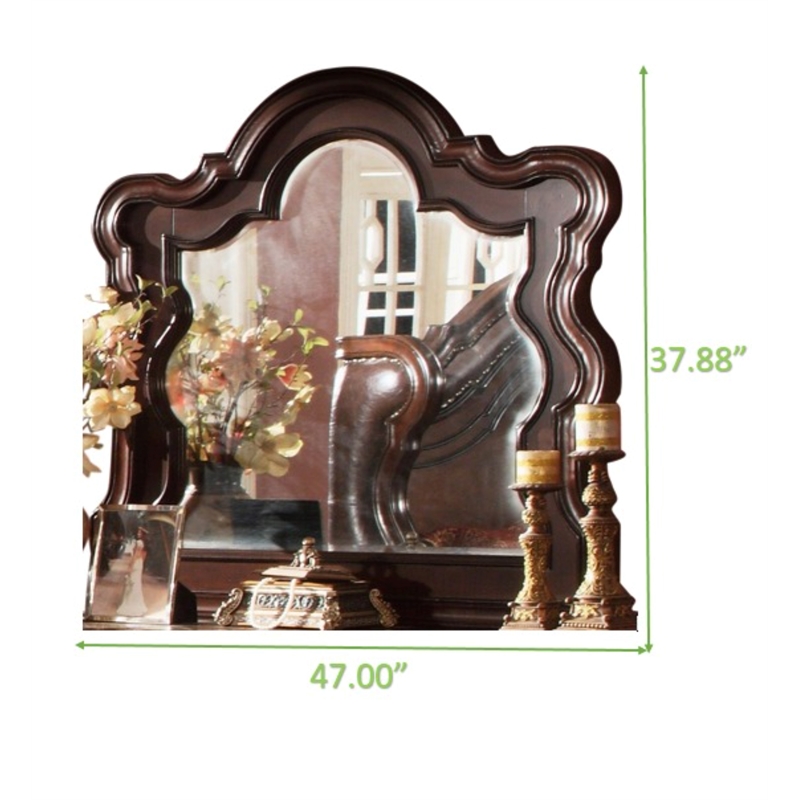Pemberly Row Traditional Mirror Made with Wood in Dark Walnut