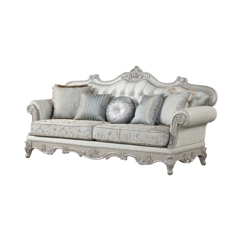 Pemberly Row Traditional 2 PC Living room Set in Silver Color