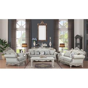 Pemberly Row Traditional 2 PC Living room Set in Silver Color