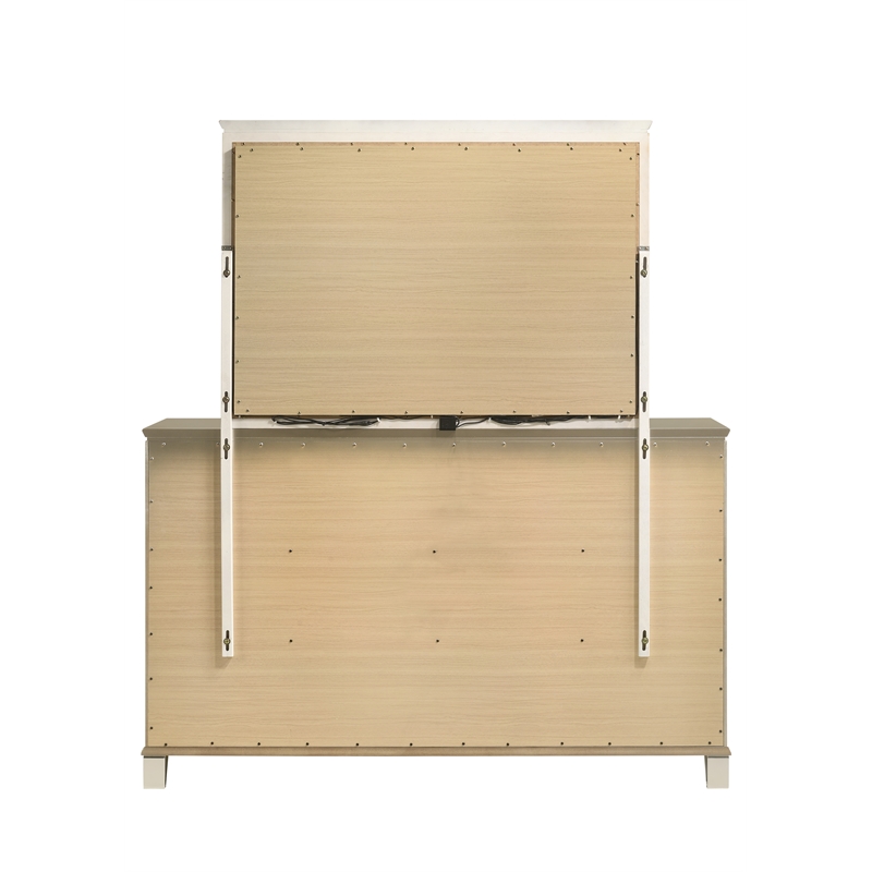 Pemberly Row Modern 6-Drawer Dresser Made with Wood in Silver