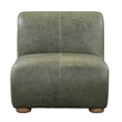 Pemberly Row Olive Green Leather Accent Chair with Round Legs