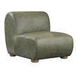 Pemberly Row Olive Green Leather Accent Chair with Round Legs