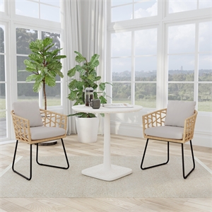 Pemberly Row 31&quot Concrete Stone Outdoor Bistro Table in White