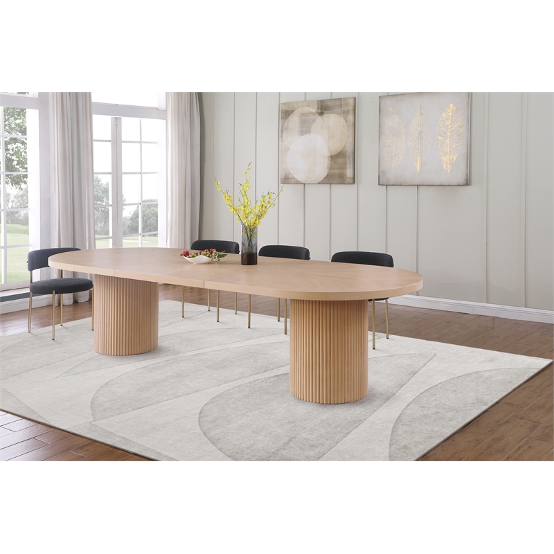 Pemberly Row Modern Light Brown Oak Wood Extendable Dining Table