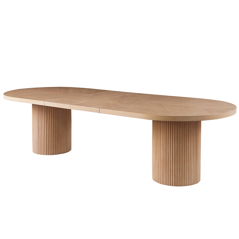 Pemberly Row Modern Light Brown Oak Wood Extendable Dining Table