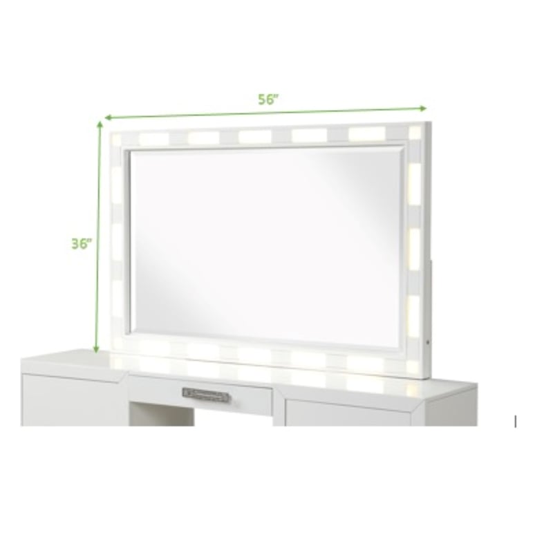 Pemberly Row Modern LED Mirror Set Made with Wood in Milky White