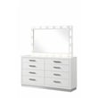 Pemberly Row Modern LED Mirror Set Made with Wood in Milky White