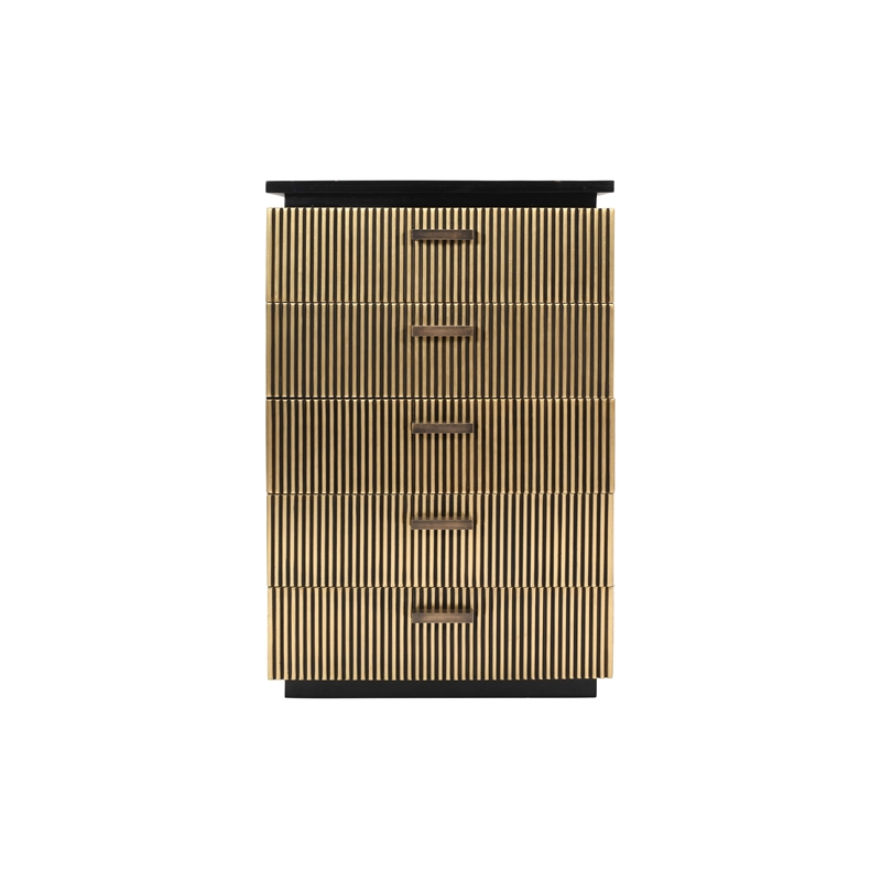 Pemberly Row Modern 5-Piece Wood King Bedroom Set in Black/Brass