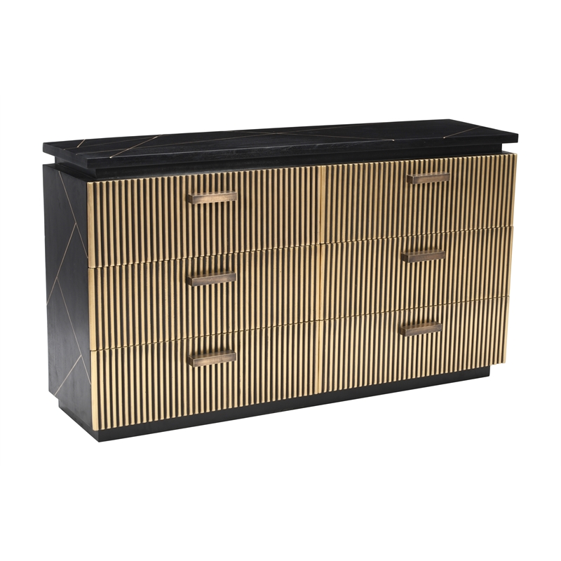 Pemberly Row Modern 5-Piece Wood King Bedroom Set in Black/Brass