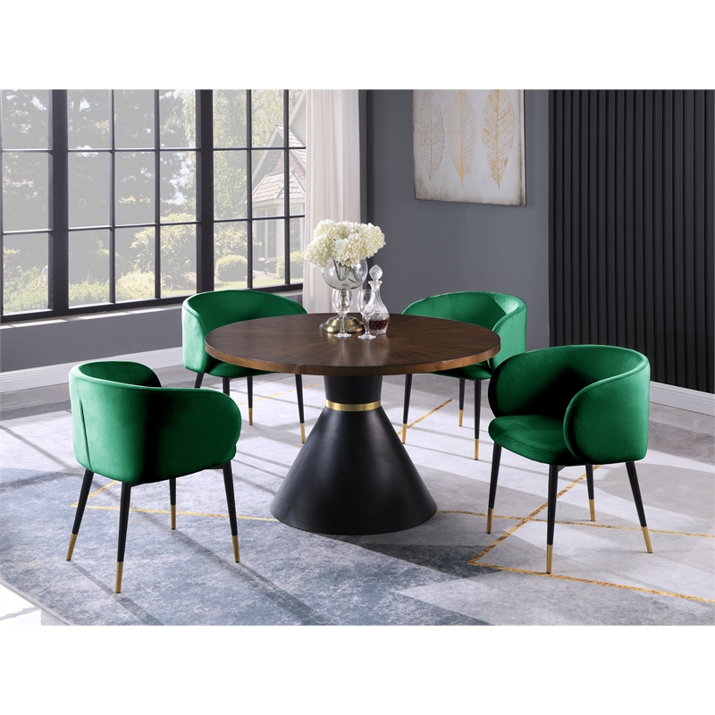 Pemberly Row Modern Round Oak Wood Dinette Table with Black Base