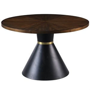 Pemberly Row Modern Round Oak Wood Dinette Table with Black Base