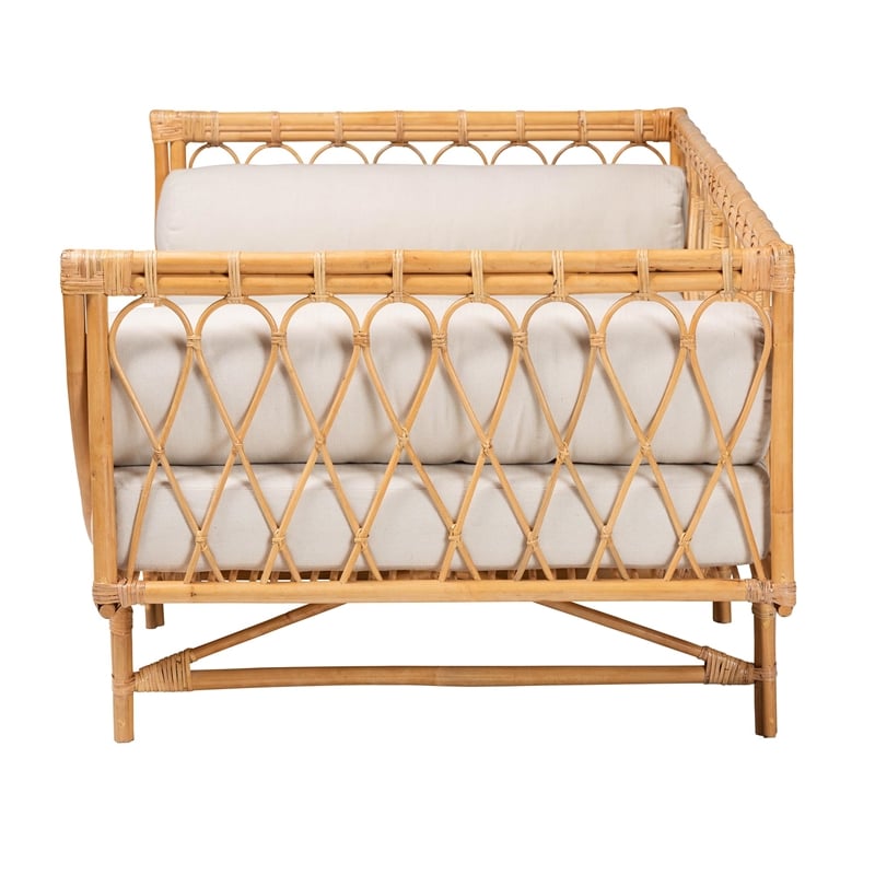 Pemberly Row Contemporary Bohemian Natural Brown Rattan Daybed