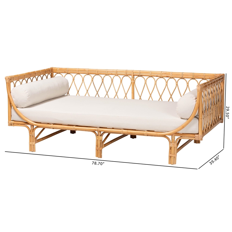 Pemberly Row Contemporary Bohemian Natural Brown Rattan Daybed