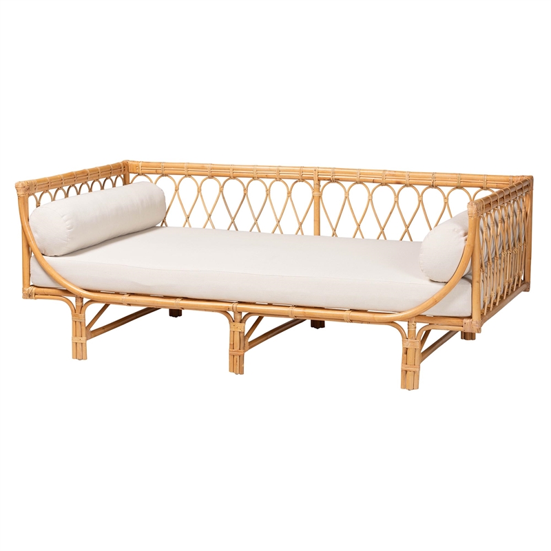 Pemberly Row Contemporary Bohemian Natural Brown Rattan Daybed